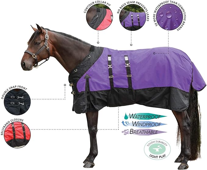 STORM SHIELD Contour Collar Classic II Horse Turnout Blanket | Bellyband Closure | Horse Blankets for Winter Waterproof | Weather Protection | Winter Horse Blanket