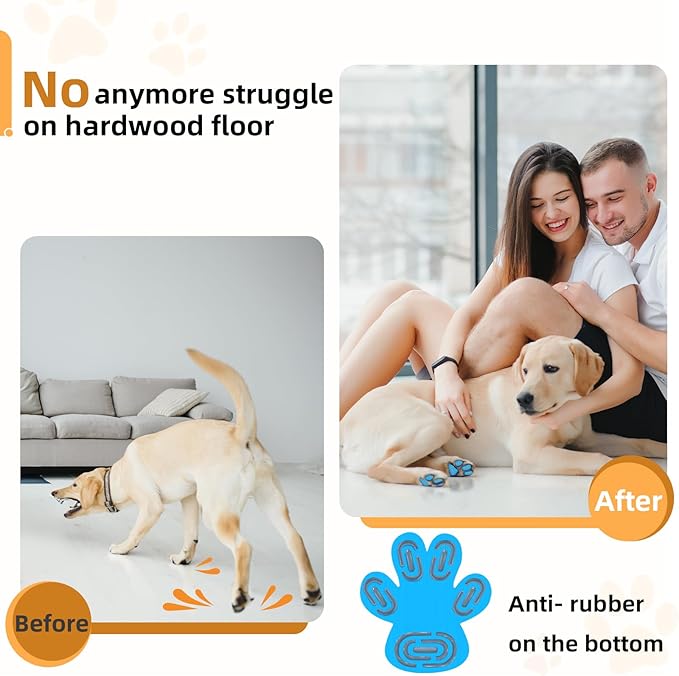 Non-Slip Dog Paw Protector Pads for Senior Dogs, Dog Paw Adhesive Pads on Hardwood Floor,Senior Dog Essentials with Strong Traction,Dog Grippers,Blue,12 Sets 48 pc XL