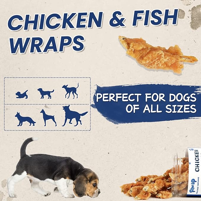 Dog Treats Chicken & Fish, High in Protein and Omega-3, for Large Small Dogs, 10.5 oz