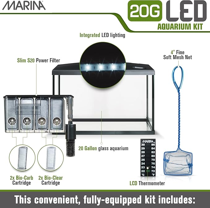 Marina Aquarium Kit - 20 gallon Fish Tank - LED