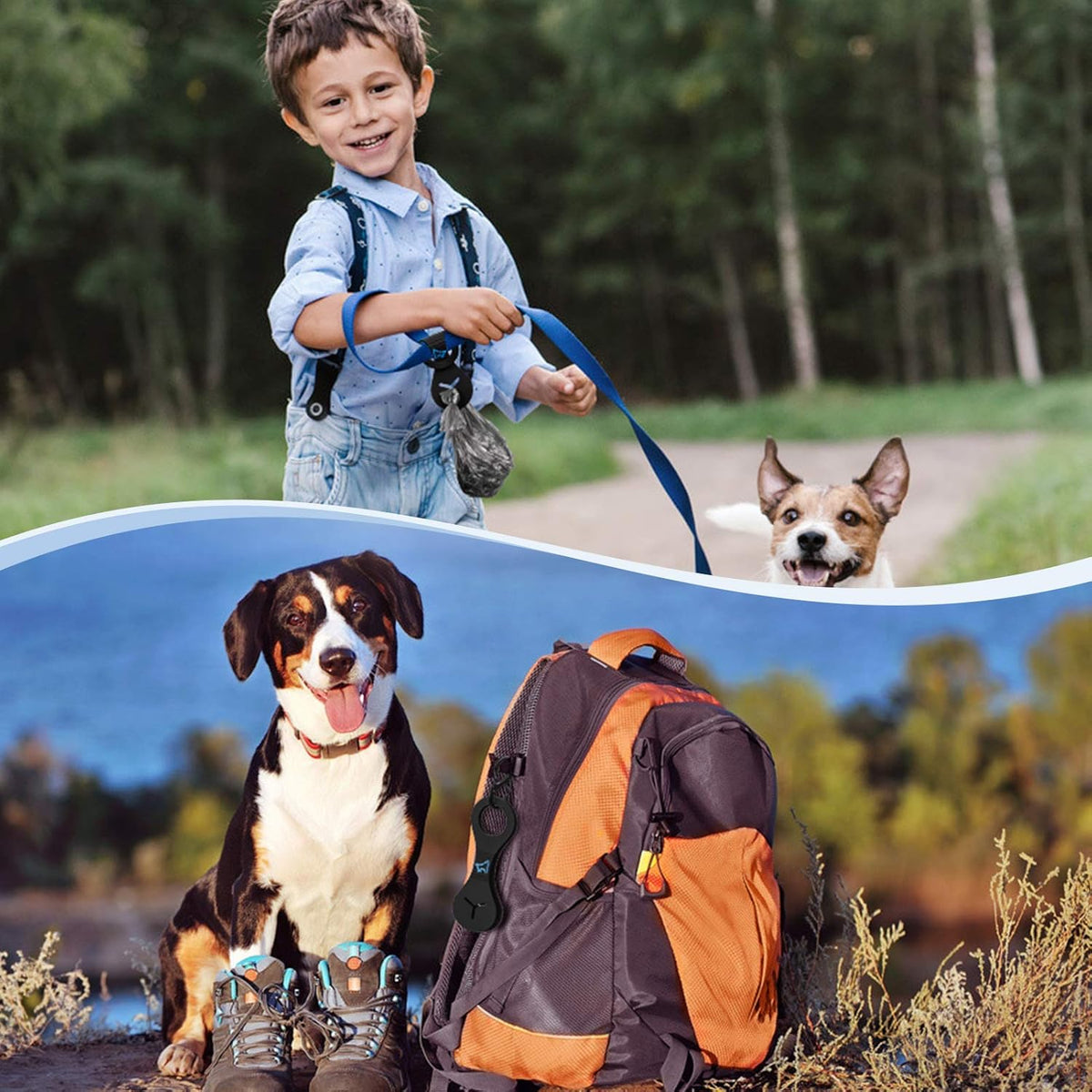 PuppyDoggy Dog Poop Bag Holder for Leash Waste Bag Carrier Dog Poop Bag Dispenser for Walking Running Bicycle Accessory 4 Pieces (Black + Green)
