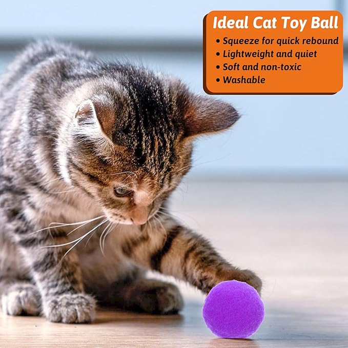 50PCS 1 Inch Cat Toys Balls Kitten Cat Pom Pom Balls Soft Cat Puff Ball Toys Rolling Interactive Cat Toy Ball Cat Nip Balls Fuzzy Balls for Cats Creative Crafts Decorations Assorted Color