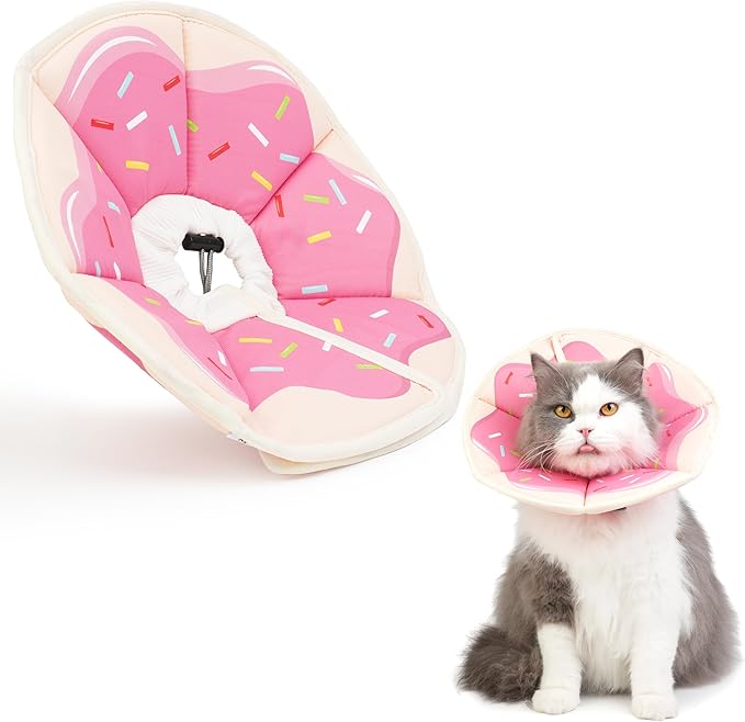 Cat Cone Collar Soft, Waterproof Cat Recovery Collar After Surgery, Adjustable Pet Donut Collar, Safety Elizabethan Collar to Prevent Licking Wounds for Kittens, Pet Cone Alternative
