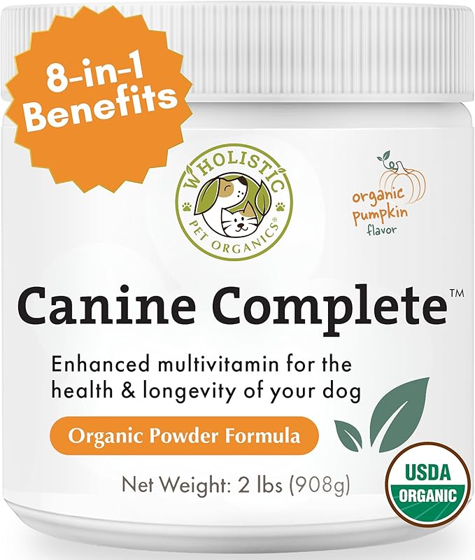 Wholistic Pet Organics Canine Complete - Dog Multivitamin Powder - 2 Lb - Daily Dog Vitamins and Supplements for Homemade Food - Immune System, Skin, Coat & Overall Health - Small and Large Breed