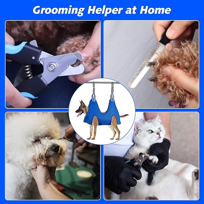 Pet Grooming Hammock with Nail Clippers/Nail Trimmers/Grooming Scissors, Dog Grooming Harness for Nail Trimming, Pet Grooming Sling Helper