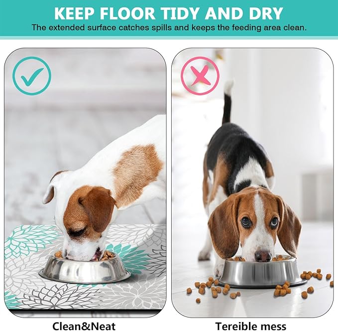 Pet Feeding Mat for Floors Waterproof Dog Mat for Food and Water Absorbent Quick Dry Non Slip mat for Cat Bowls