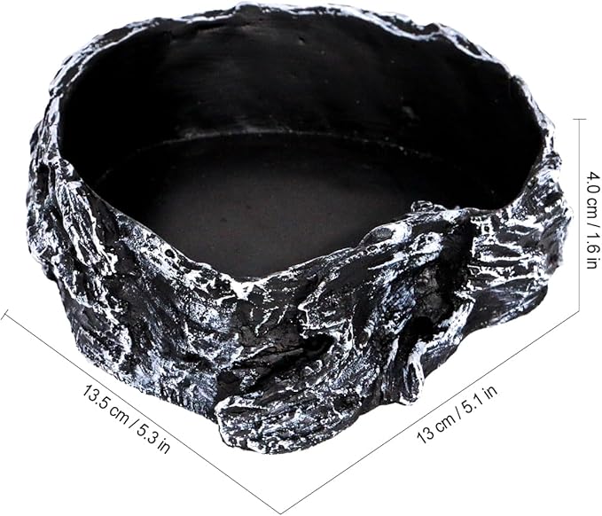 Reptile Rock Corner Water/Food Dish – Amphibians Rock Corner Food/Water Bowl, Made from Premium Non-Toxic Resin – Small Size – Large Size