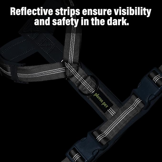 Plutus Pet No Pull Dog Harness, Adjustable Nylon Harness with Soft Padding, Reflective and Heavy Duty Dog Harness for Small, Medium, Large Dogs(Gray, XS)
