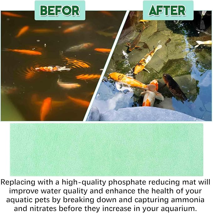 Treela 10 x 18 Inch Phosphate Reducer Filter Pad Fish Tank Filter Pads Phosphate Remover Aquarium Cut to Fit for Aquariums and Pond Reducing Infused Media