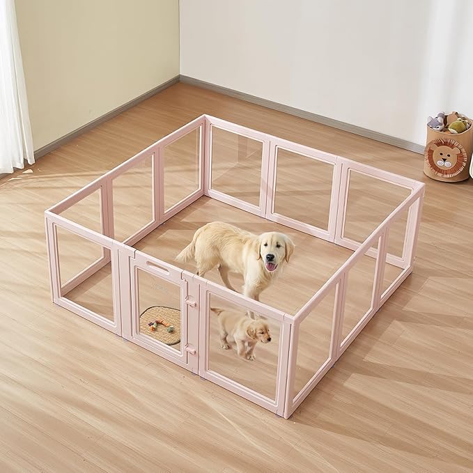 VEVOR Clear Acrylic Dog Playpen Indoor, 60x59x23 in Transparent Plastic Dog Playpen for X-Large Sized Dogs, Easy Assemble Waterproof Puppy Playpen, Easy to Clean,Durable Indoor Pet Dogs Cats Fence Kit