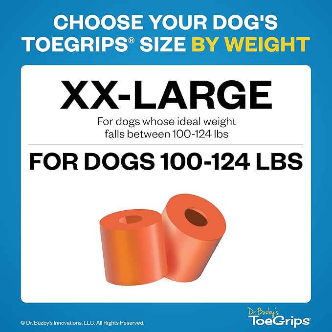 Dr Buzby's XXLarge ToeGrips for Dogs - Instant Traction on Wood/Hardwood Floors - Anti Slip Relief - Grippers for Senior Dogs - Stop Sliding Instantly - Rubber Nails for Paws - 1 Pack (20 Grips)