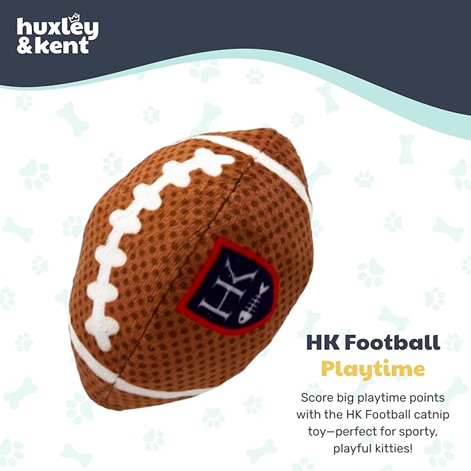 Huxley & Kent Plush Cat Toy - Interactive Catnip Toy for Cats & Kittens - Soft with Crinkle & Catnip - Fun Indoor Play - HK Football