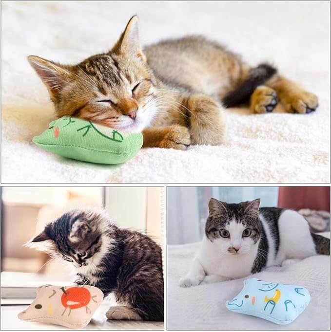 Dorakitten Catnip Toys for Indoor Cats - 5PCS Plush Cat Chew Toys Teething Interactive Catnip Filled Kitten Toy Soft Pet Toy
