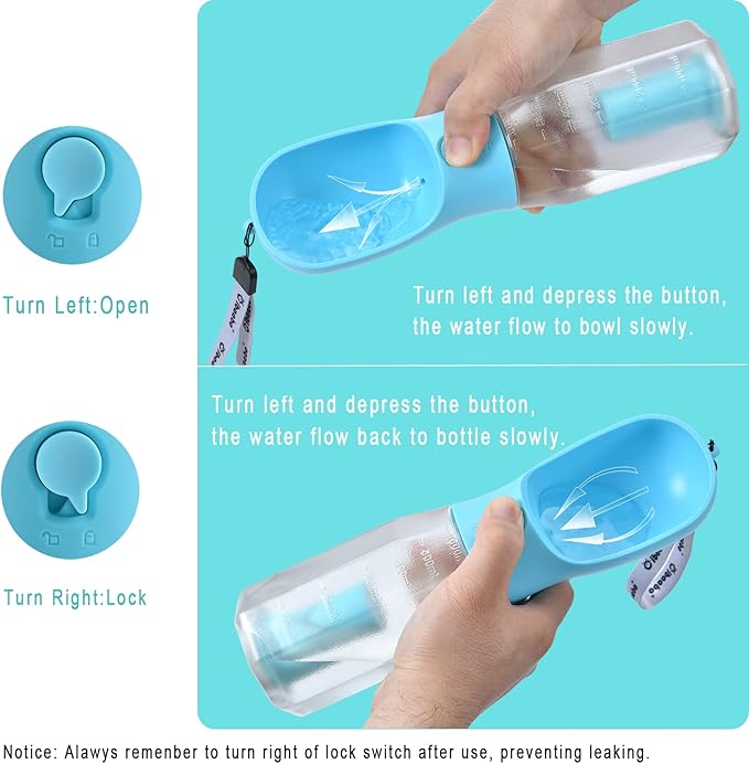 Dog Water Bottle with Food Container & Poop Bag Holder, Travel Water Bowl, Portable Pet Dispenser, Dog Stuff Accessories Items, Puppy Essentials Necessities for Walking Hiking Dog Gift