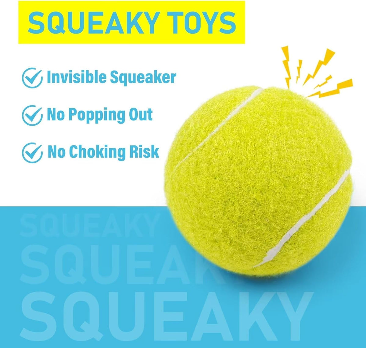 Prime Pets Tennis Balls for Dogs, 2.5 Inch Squeaky Dog Balls for Play & Fetch, Squeaky Tennis Balls for Medium, Large Dogs, Dog Toy Balls