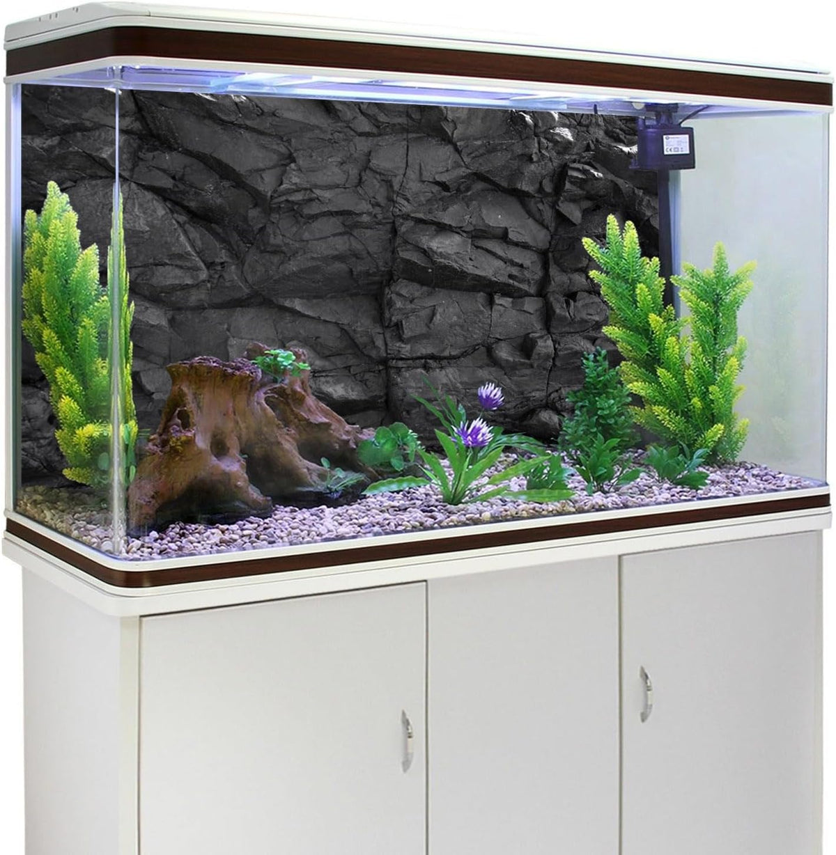AWERT 36x24 inches Stone Aquarium Background Black Rock Fish Tank Background Rocky Terrarium Background Vinyl