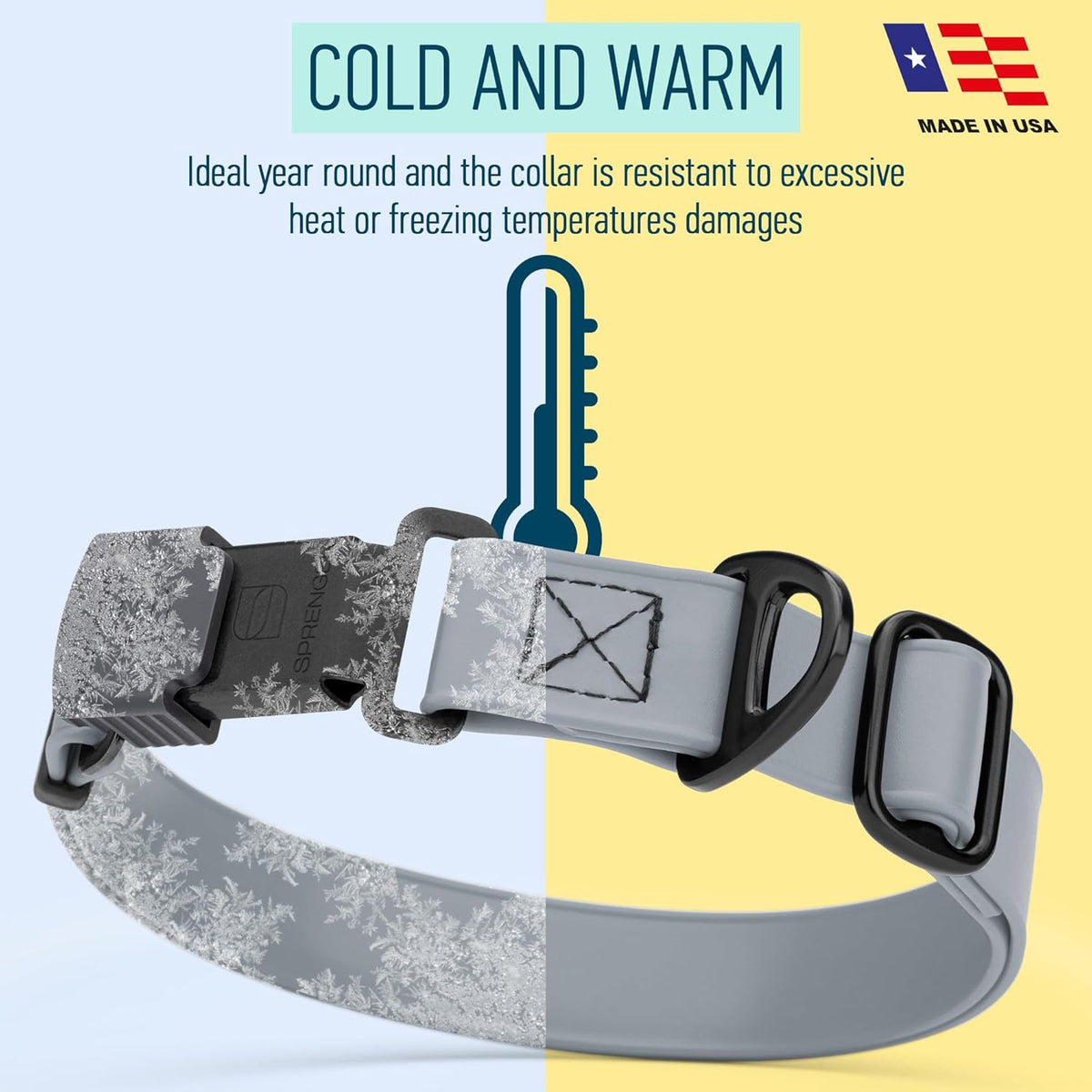 Dogline Biothane Waterproof Dog Collar with Herm Sprenger Stainless Steel Quick Release Buckle – Heavy Duty Tactical Durable Collar for Dogs – Comfortable and Safe Pet Collar, W 3/4" L 12-19", Gray
