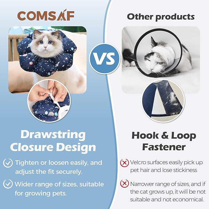 ComSaf Cat Cone Collar Soft, Protective Adjustable Cat Cones to Stop Licking After Surgery, Comfortable Lightweight Elizabethan Collar for Kitten Prevent from Licking Wounds, Not Block Vision