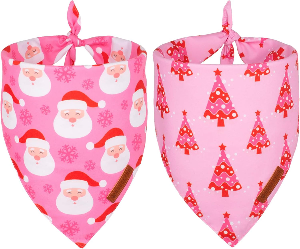 ADOGGYGO Christmas Dog Bandana, Xmas Tree Santa Pet Scarf, Premium Durable Fabric, Adjustable Fit Female Pet Christmas Bandanas for Extra Large Dogs (X-Large)