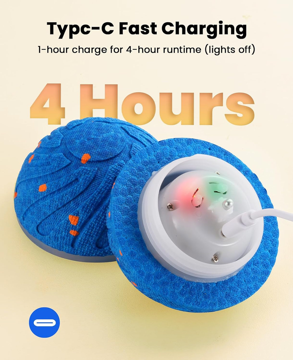 Smart Interactive Dog Balls, Automatic Moving Ball for Medium and Large Dogs, E-TPU New Material, Motion Activated Rolling & Rotating Bouncy Toy for Dog Enrichment & Stimulation