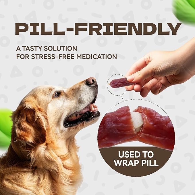 Duck Sausage Soft Dog Treats, Duck Jerky Training Treats Skiny Coat Dog Chews for Senior Small Medium Large Breed 10.58oz