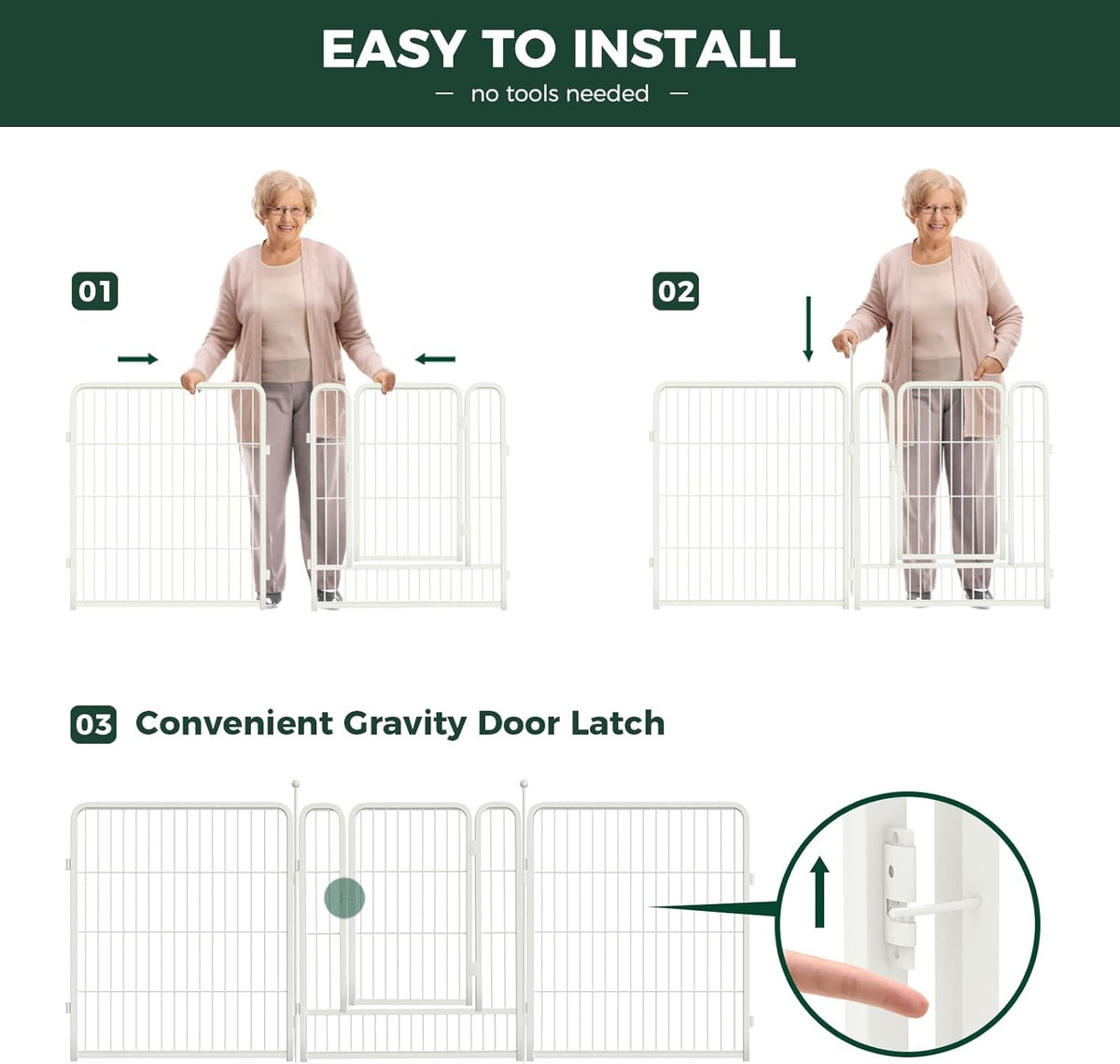 FXW Rollick Unleashed Dog Playpen for Indoor, Yard, RV Camping, 32 inch 8 Panels for Small and Medium Dogs, White│Patented