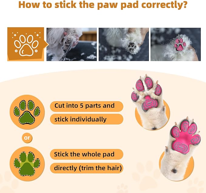 Non-Slip Dog Paw Protector Pads for Senior Dogs, Dog Paw Adhesive Pads on Hardwood Floor,Pets Essentials with Strong Traction,Pink,12 Sets 48 pc S