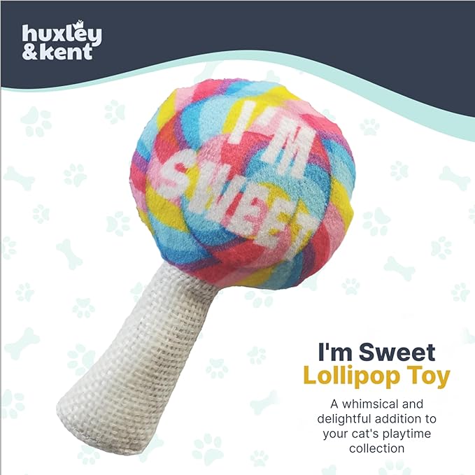 Huxley & Kent Plush Cat Toy - Interactive Catnip Toy for Cats & Kittens - Soft with Crinkle & Catnip - Fun Indoor Play - I'm Sweet Lollipop