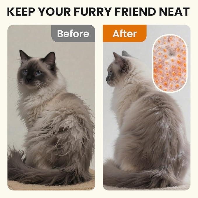 Cat Steam Brush for Shedding, Pet Steam Brush for Cats and Dog, 4 in 1 Rechargeable Cat Hair Brush, Spray Anti-Static, Massage, Cleaning, Shedding & Combing All In One, for Long & Short Haired Pets!