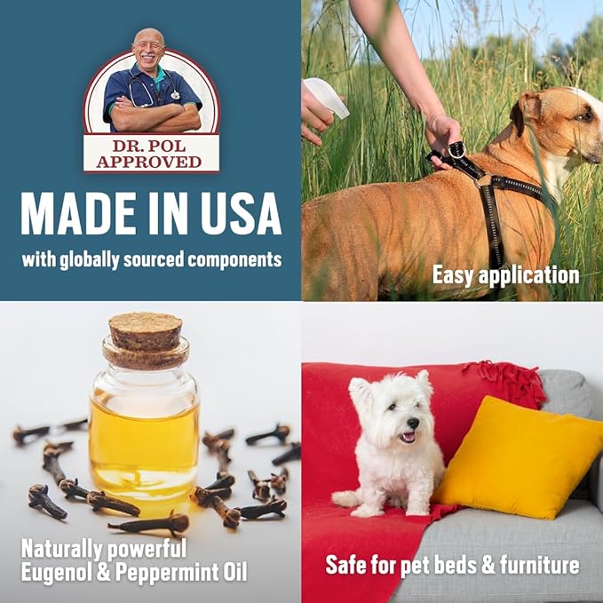 Dr. Pol Incredi-Pol Flea & Tick Spray | Fast-Acting Pest Control for Dogs | Helps Repel & Eliminate Fleas, Ticks & Larvae | Safe & Effective Formula | 16 oz