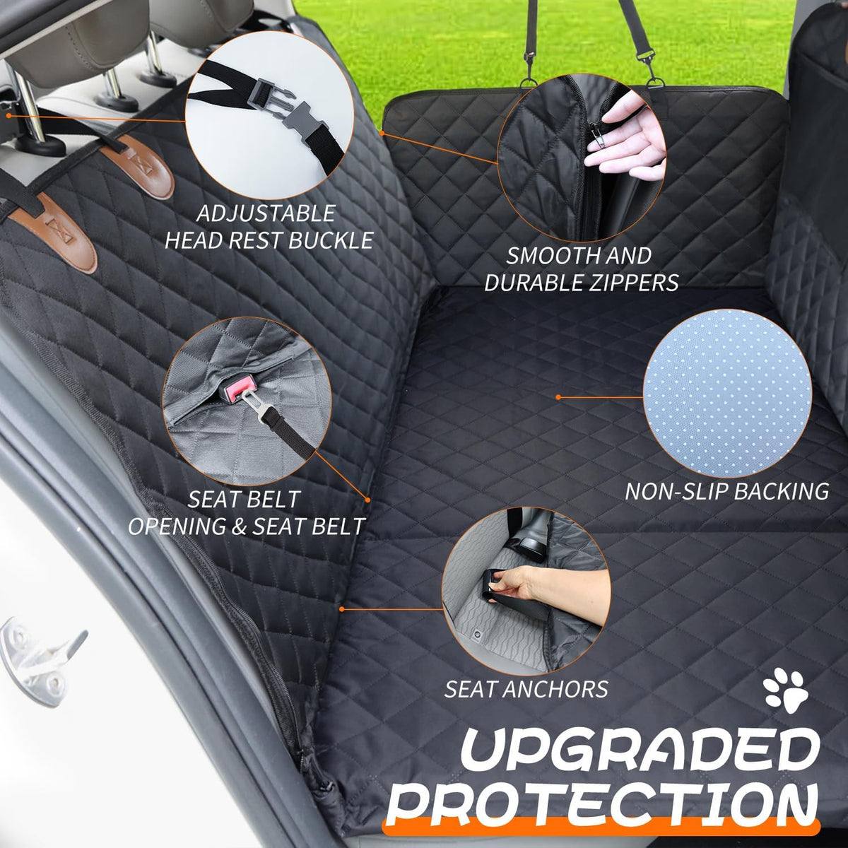 Paw Jamboree XXL Truck Dog Car Seat Cover Hard Bottom for Back Seat Extender for Dogs Hammock for Car Backseat Cover Crew Cab