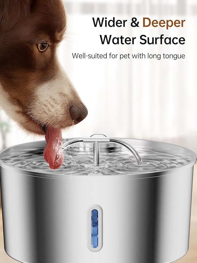 Dog Water Fountain for Large Dogs, 7L/236oz/1.8G Stainless Steel Dog Fountain, Large Automatic Pet Drinking Bowl Dispenser with Quiet Pump, Multiple Filtration, Dual-Stream for Cats and Dogs Indoor