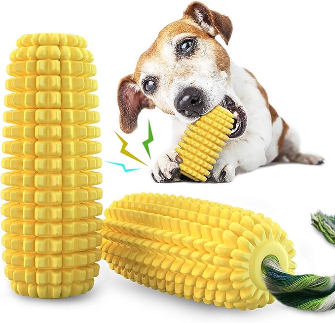 Carllg Dog Chew Toys for Aggressive Chewers, Indestructible Tough Durable Squeaky Interactive Dog Toys, Puppy Teeth Chew Corn Stick Toy for Small Medium Large Breed