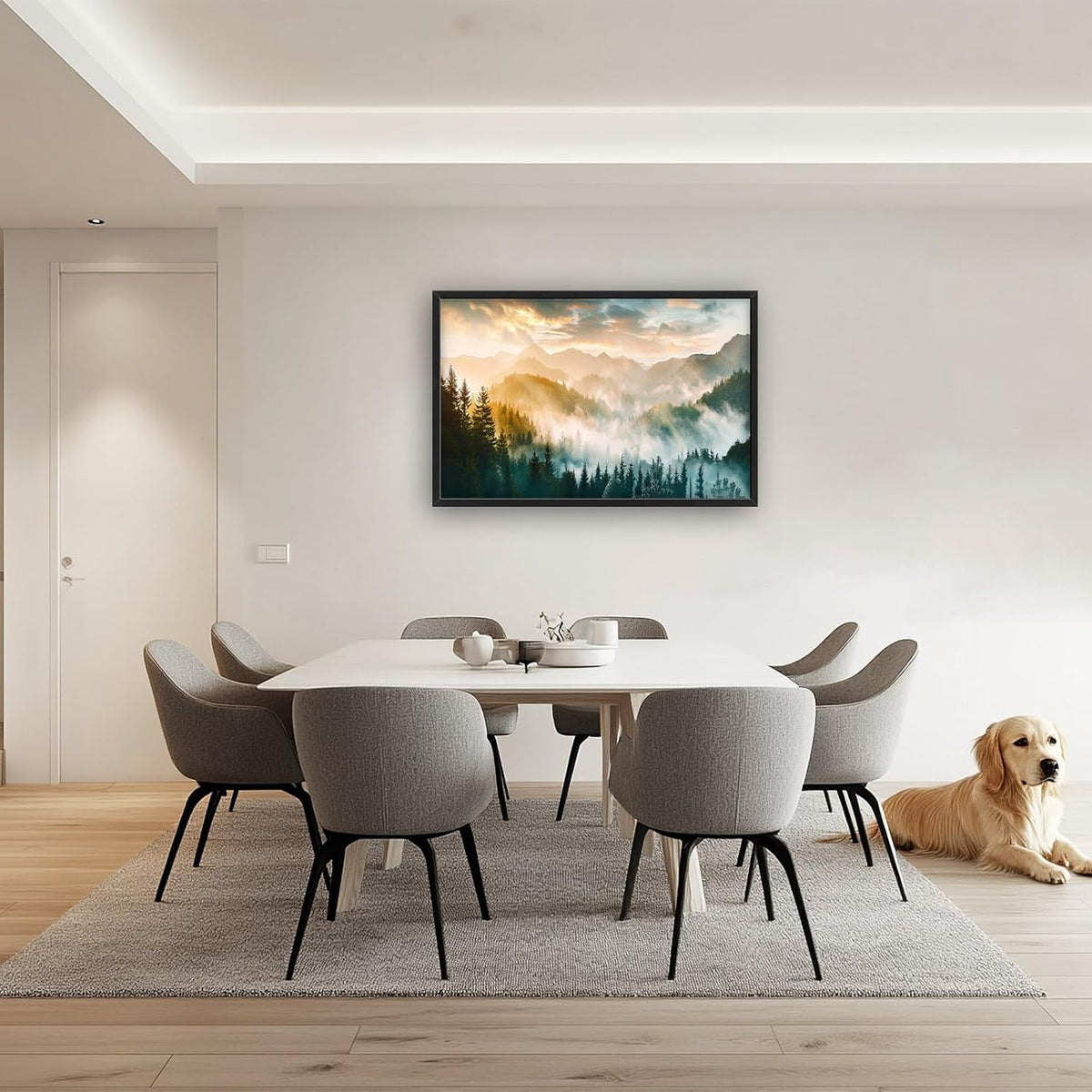 Mountain Large Wall Art Foggy Forest Landscape Pictures Sunrise Wall Decor Nature Scenery Canvas Print Painting Artwork for Bathroom Living Room Bedroom 36L" x 24W"