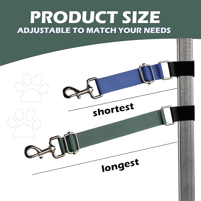 Pet Dog Grooming Table Arm Accessories Dog Grooming Loops for Table Arm Extender Adjustable Extension Loop Bathing Restraint Leash for Small & Medium Dogs (Blue & Green)