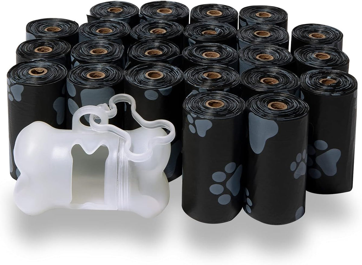 Best Pet Supplies Dog Poop Bags (360 Bags) for Waste Refuse Cleanup, Doggy Roll Replacements for Outdoor Puppy Walking and Travel, Leak Proof and Tear Resistant, Thick Plastic - Black