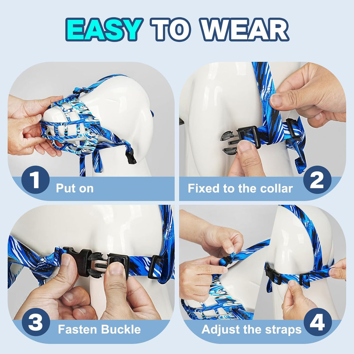 Basket Muzzle to Prevent Biting, Dog Muzzle for Large Medium Small Dogs Allows Panting Drinking Anti Chewing, Perfect for Grooming Trimming Training and Aggressive Reactive Dogs (Blue, Size 1)