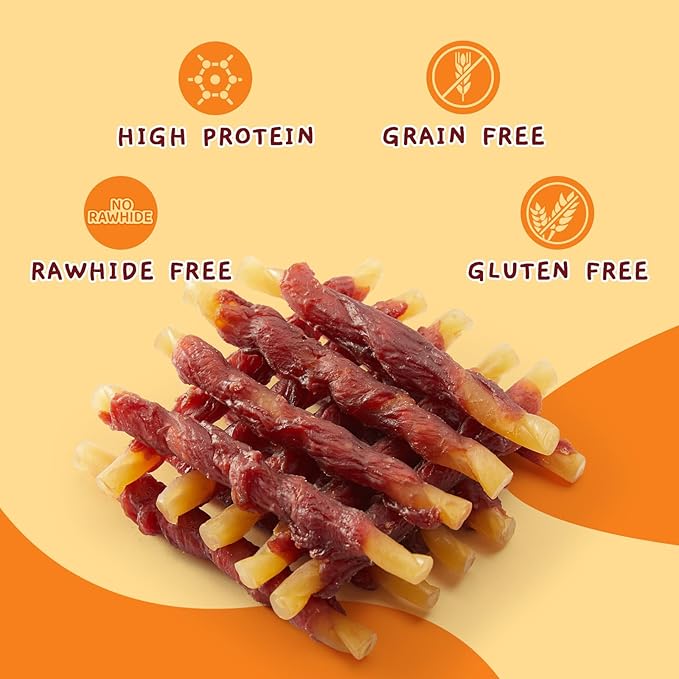 Jungle Calling Duck Wrapped Cod Sticks Dog Treats, Rawhide Free Training Rewards Snacks for Dogs, Natural Chewy Sticks Treats, 10.6oz
