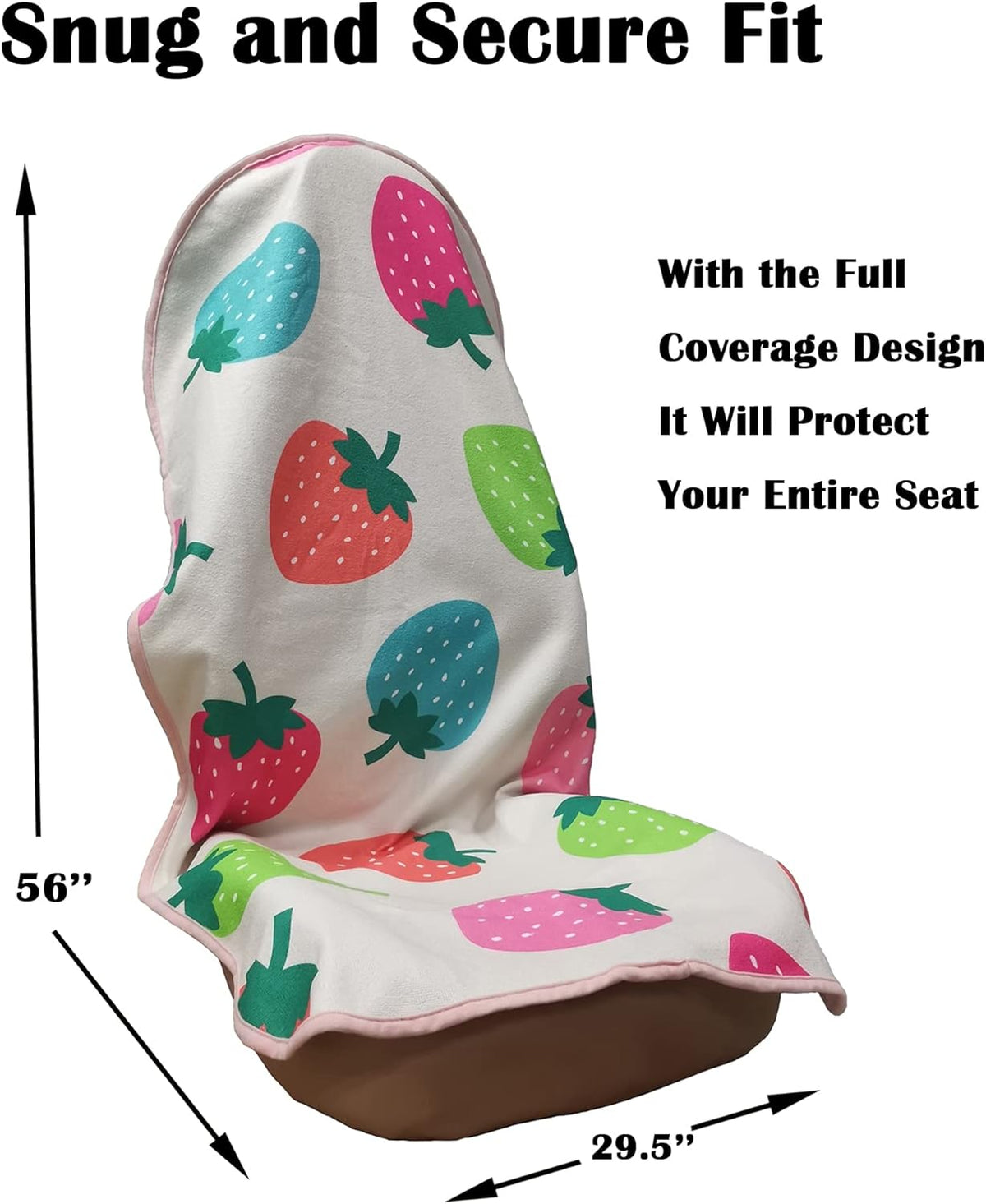 Car Seat Cover Protector Front Seats,for Gym Workout,Running,Swimming,Beach and Hiking,Waterproof Sweat Towel Bucket Seat Covers for Cars SUV Trucks (Strawberry, 1Pcs)