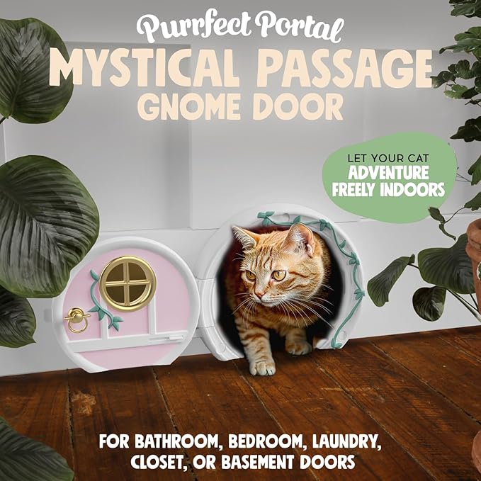 Gnome® Door Cat Door for Interior Doors - Stylish & Functional with No Flap, Lockable, and Easy Installation, Spacious Large Kitty Door for Cats Up to 20 lbs, Private and Comfortable Pet Door