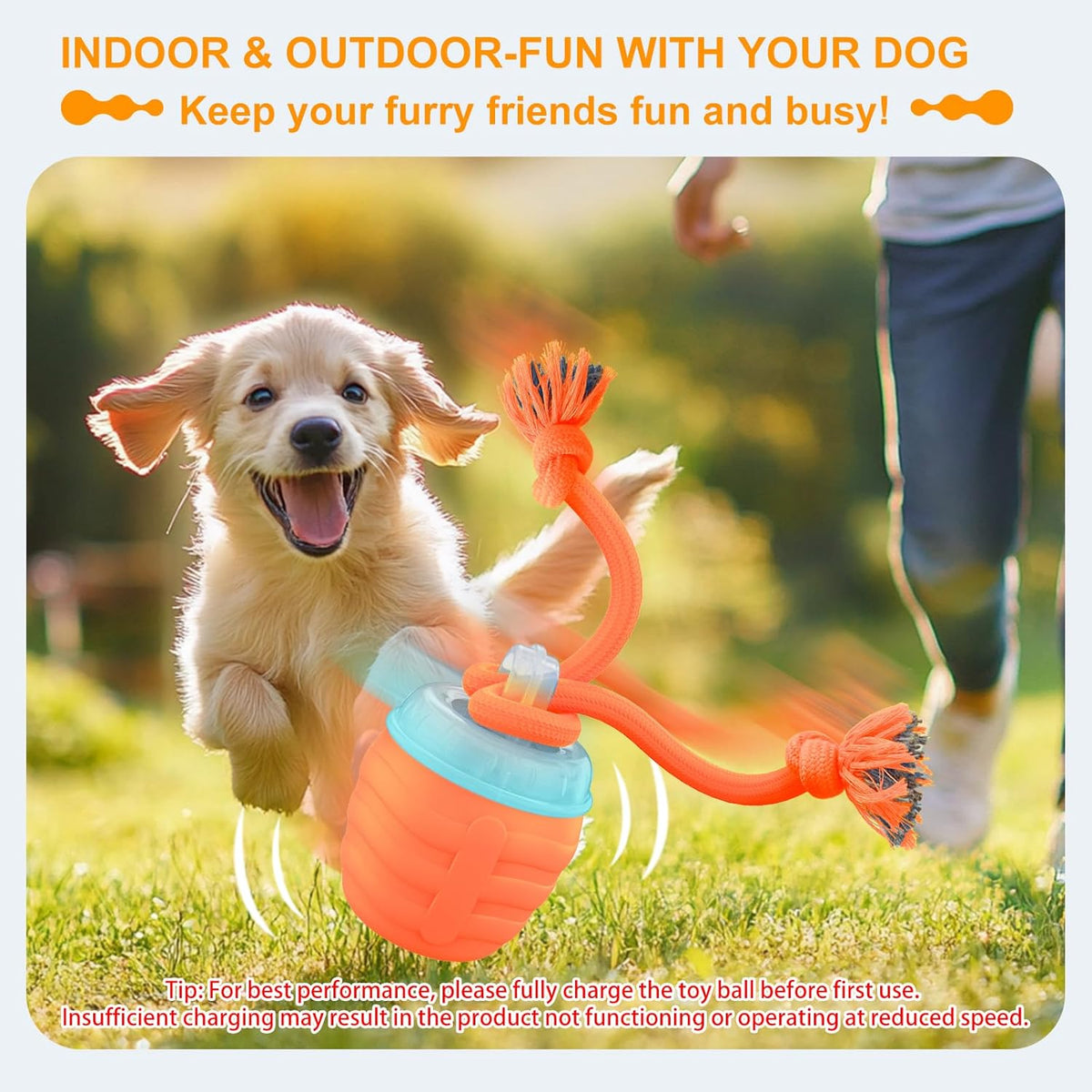 Interactive Dog Toys - [2025 Newly Upgraded] Motion Activated Ball for Small/Medium/Large Dogs, Automatic Moving Dog Toy Wicked Ball for Boredom & Training, Music, USB Rechargeable (Orange)