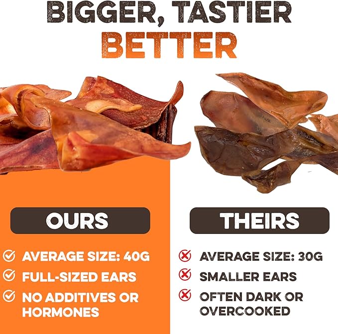 BRUTUS & BARNABY Whole Pig Ears for Dogs, 25 Ct. – All-Natural Single Ingredient Dog Chews, Slow Cooked & Fully Digestible Rawhide Alternative