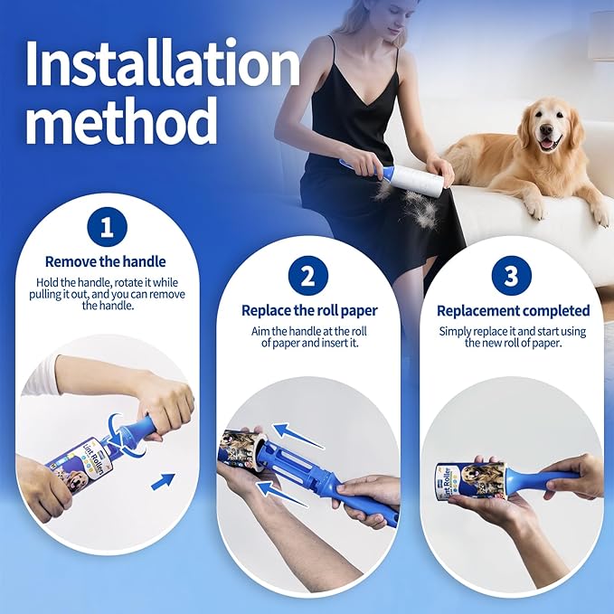 lint Rollers for pet Hair Extra Sticky Heavy Duty Lent Roller for Dog and Cat Remover for Couch Clothes Furniture Furniture Carpet Animal Fur Fuzz Mega Value Set Refills 960Sheets 8Pack