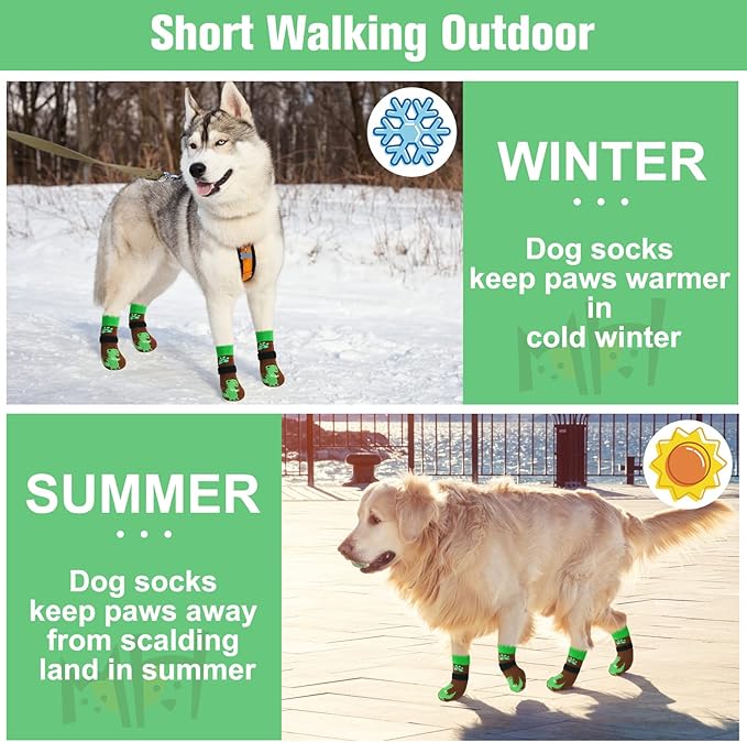 BEAUTYZOO Anti-Slip Dog Socks,Dog Shoes for Hot/Cold Pavement,Paw Protectors with Grips 3 Pairs for Puppy Small Medium Large Senior Old Dogs,Dog Socks to Prevent Licking and Hardwood Floor Protection
