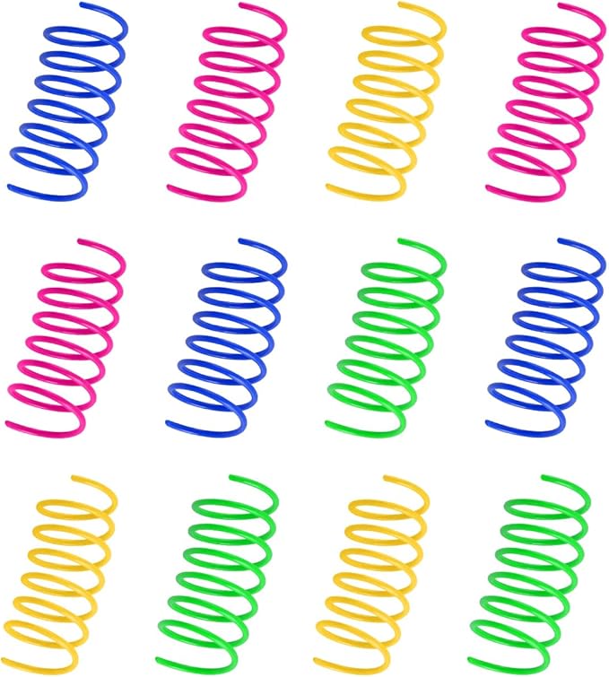 Cat Spring Toys 80 Pack, Colorful Plastic Coils Cat Kitten Spiral Spring Interactive Cat Toy for Swatting, Biting, Hunting