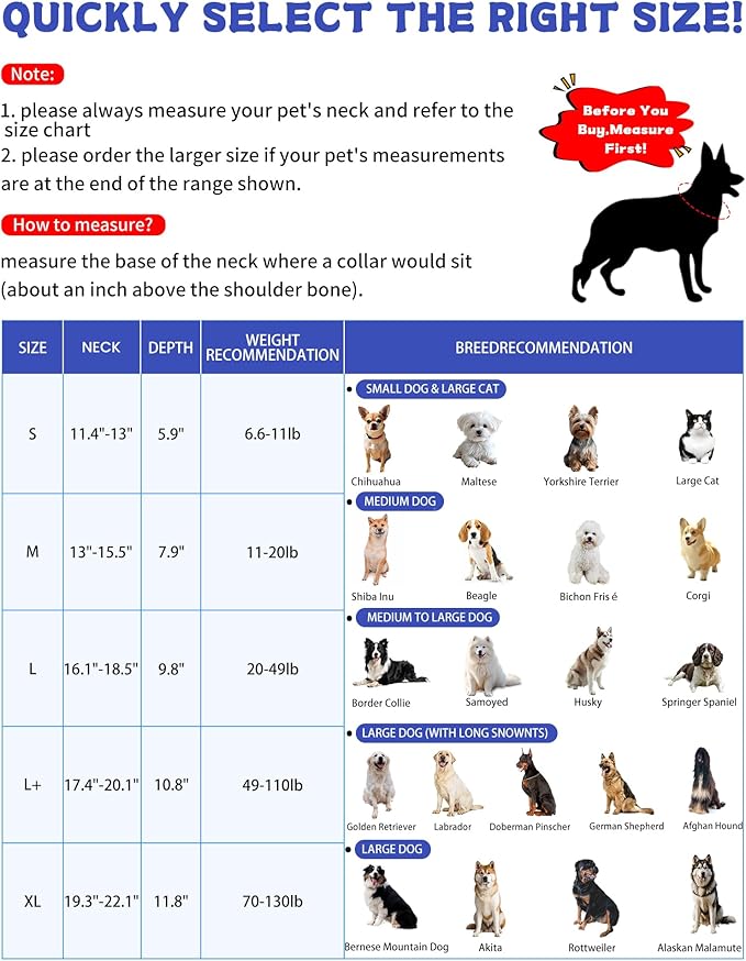 Soft Dog Cone Collar After Surgery Alternative for Dogs to Stop Licking, Comfy Collars for Large/Medium/Small Pet, Comfortable Elizabethan Neuter Recovery E Cones of Shame Neck & Head Ecollars