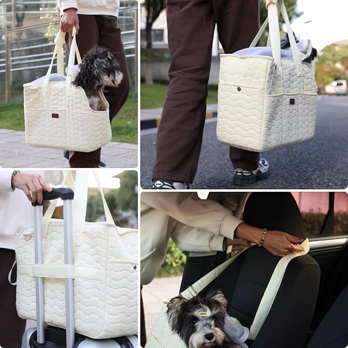 Small Dog Carriers Purse Bag,Gray,Recommand for Gentle/Lazy Adult Pets,Cats,Fashion Womans Totes Style Lightweight Pups Kitties Bunny Go to Vet Picnic Outdoor