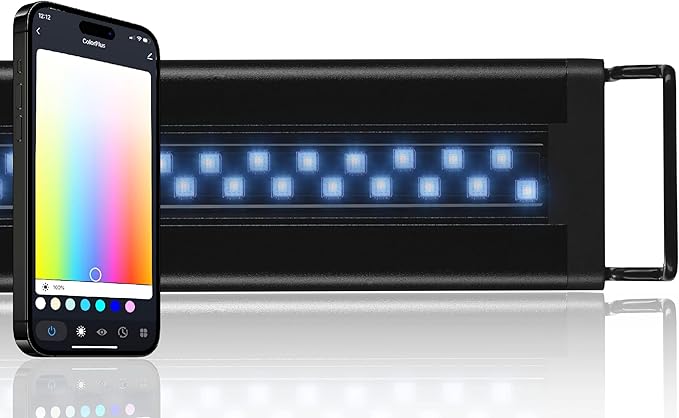 CURRENT USA ColorPlus Smart Freshwater Aquarium & Terrarium LED Light with App and Voice Control | Alexa & Google Home Compatible | Extra Vivid Colors for Fish Tank| Aluminum (for Tanks 24" to 35")