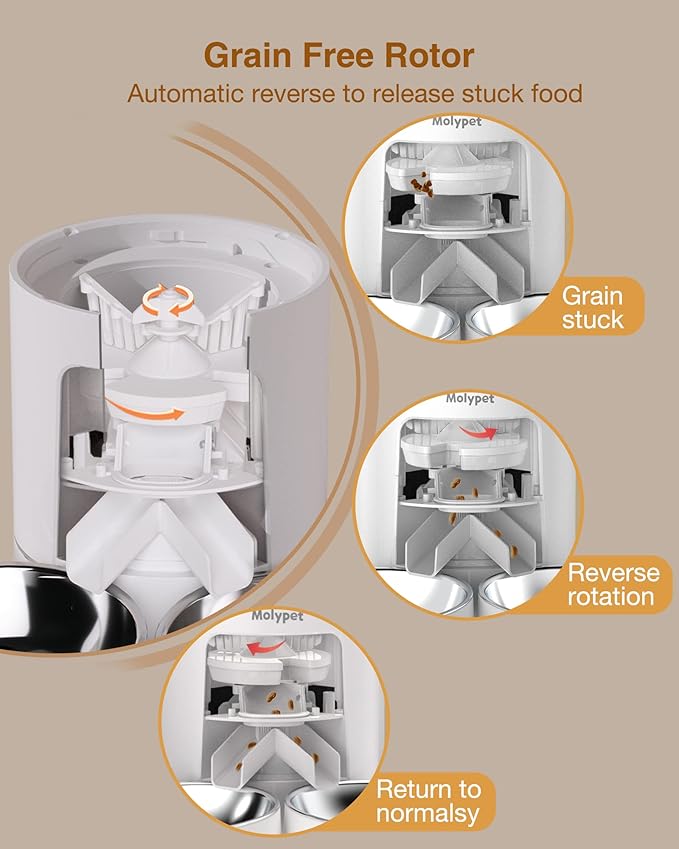 Automatic Cat Feeder for 2 Cats - Cat Food Dispenser with Double Bowls 6L, 10S Voice Recorder Programmable Timed Cat Feeder up to 6 Meals per Day