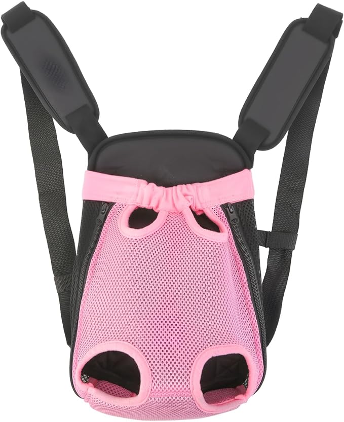 Inspack Dog Backpack Carrier/Cat Carrier, Adjustable Pet Front Carriers Travel Bag for Puppy Medium Dogs, Legs Out, Soft Ventilated Doggie Chest Carry Backpacks for Hiking/Camping, 10-16 lbs, Pink